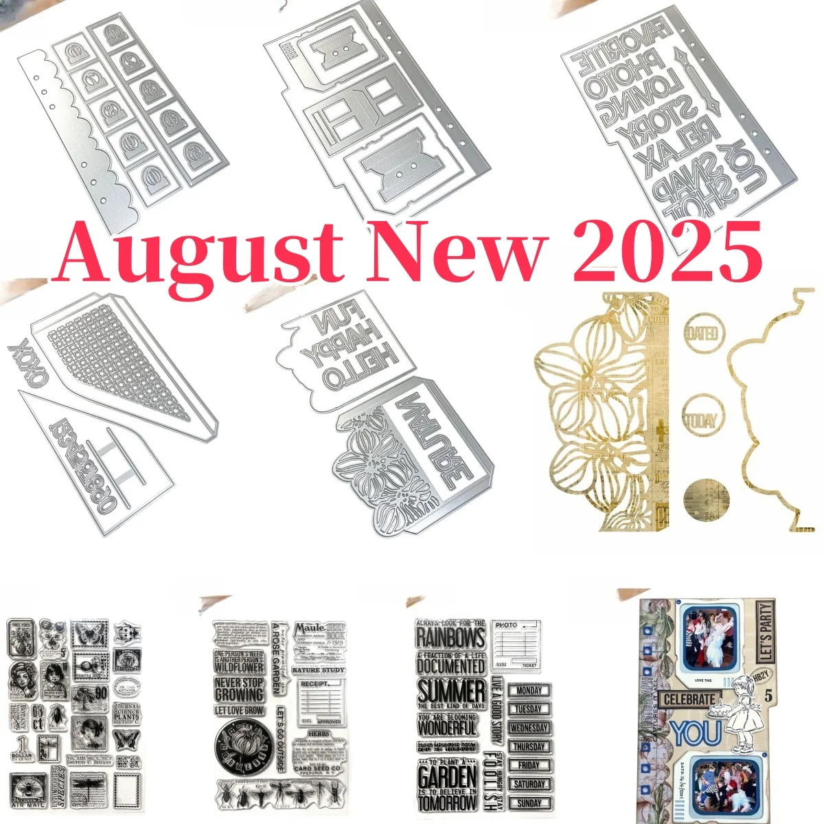 

August New 2025 Photoframe Tab Flowers Metal Cutting Dies Sfor DIY Making Card Scrapbook Paper Album Craft Template Decoration
