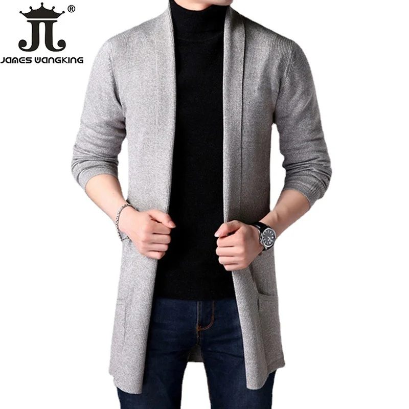 Outono 100% pele de coelho jaqueta de malha camisola homens moda magro longo cor sólida moda masculina camisola casual casacos cardigan