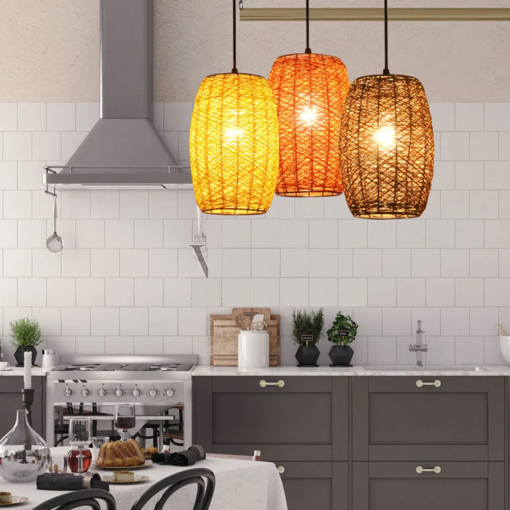 

Woven Ceiling Woven Chandelier Lamp Natural Hanging Light For Home Restaurant Decor Pendant Lamp Warm Lighting