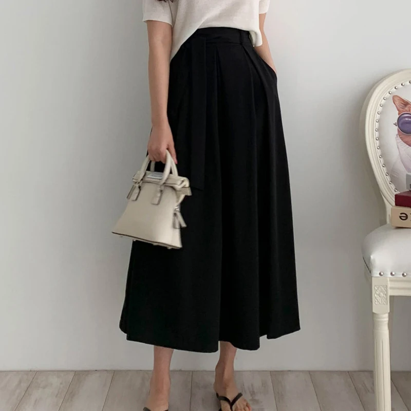 Ele Retro Waist-Cinching High-Waisted Slimming ter Ne Midi Dr Women's Summer New Faion Design Pure Color Long D...