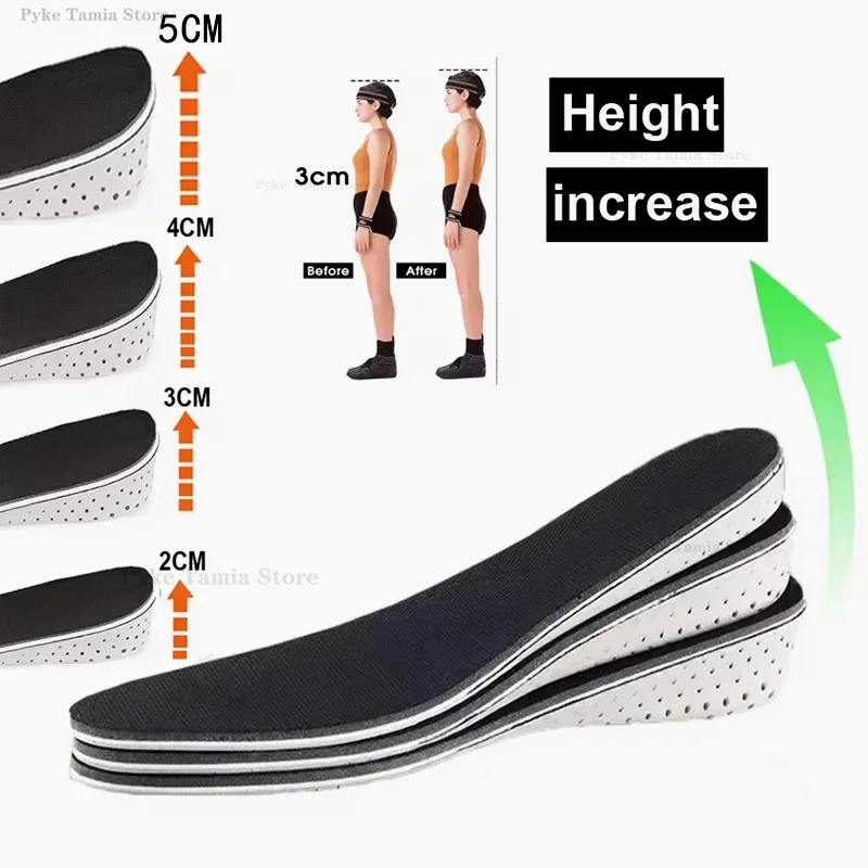 EVA Memory Foam Height Increase Insoles 2-5cm Templates Insole Breathable Ultra Light Elevated Sports Pads for Men Women Inserts