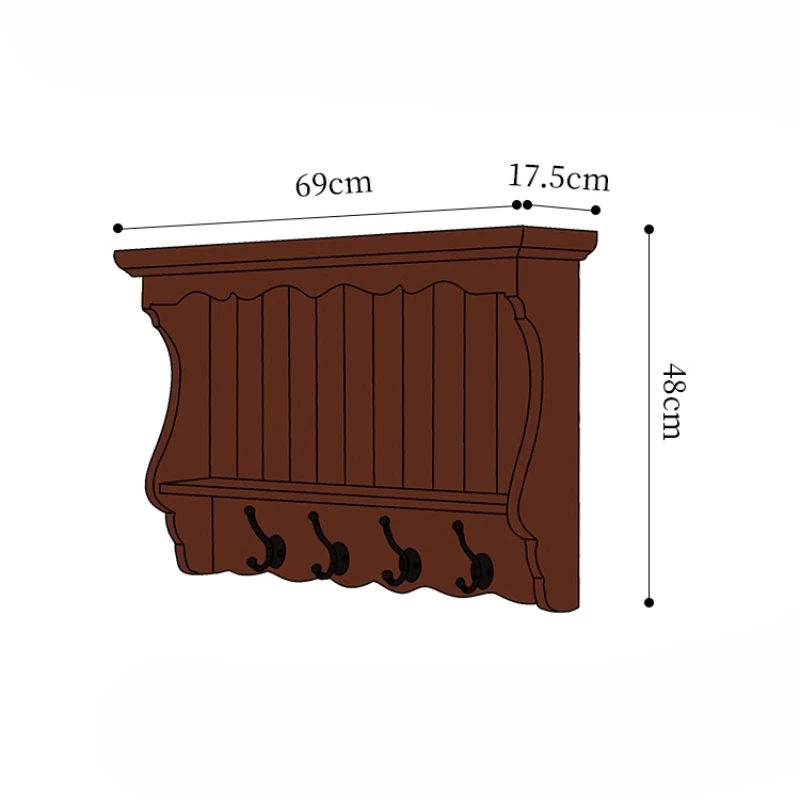 خزانة عرض معلقة على الريف الفرنسي - رف تحف مثبت على الحائط من الخشب الصلب لتناول الطعام/غرفة المعيشة، ديكور متعدد الوظائف