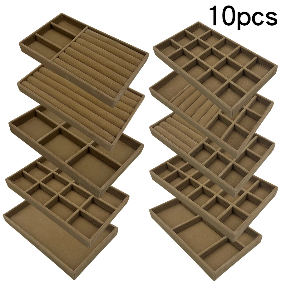 Flocking Jewelry Box, Brown Color, Elegant Storage