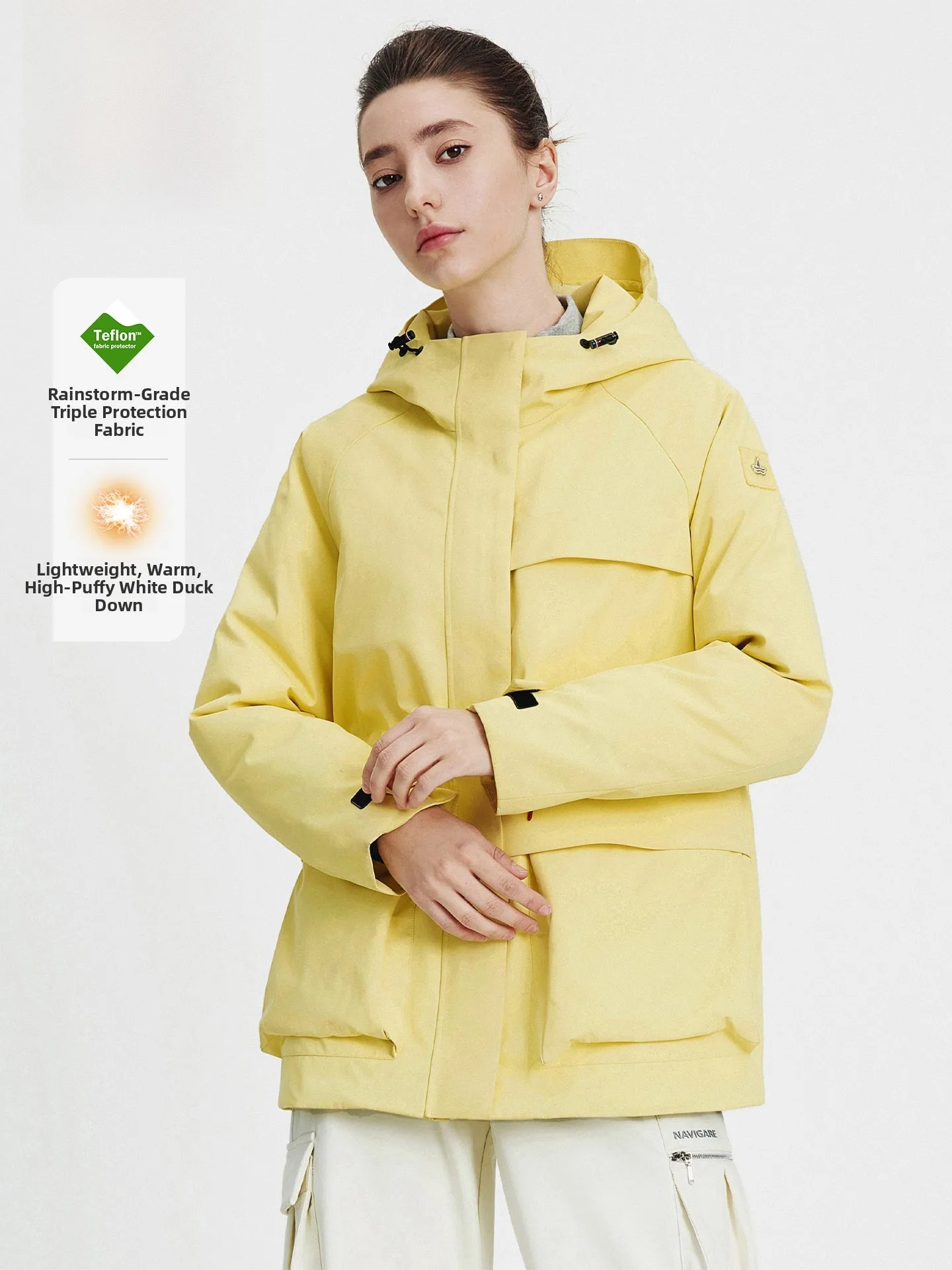 

Navigare Women's Mid-Length down Jaet 2025 Winter New Sle Tee-Proof Du down Coat Windproof Waterproof Outdoor Wear