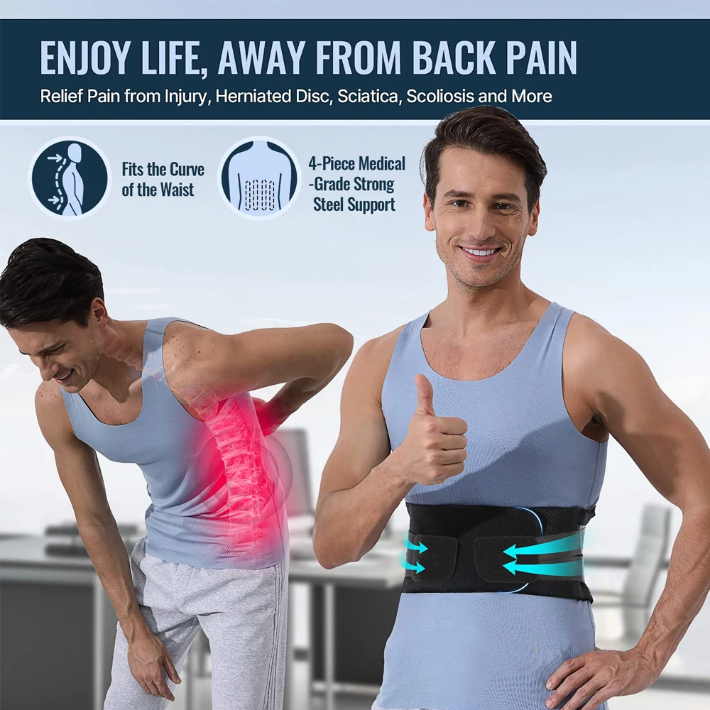 Back Braces for Lower Back Pain Relief, Breathable Back Support Belt for Men Women, Anti-skid Lumbar Support Belt for Sciatica