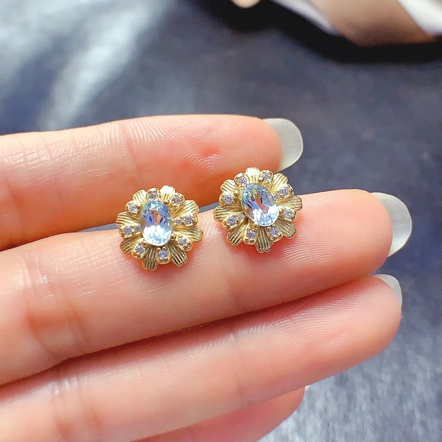 

Серьги с натуральным топазом 4*6 мм, стерлинговое серебро S925, сертификат, цветок, изысканные модные очаровательные свадебные украшения для женщин FS