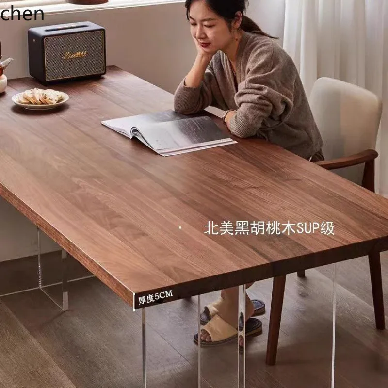 LXC Dining Table Acrylic Floating Desk Tea Table Pure Solid Wood Large Board Table Rectangular