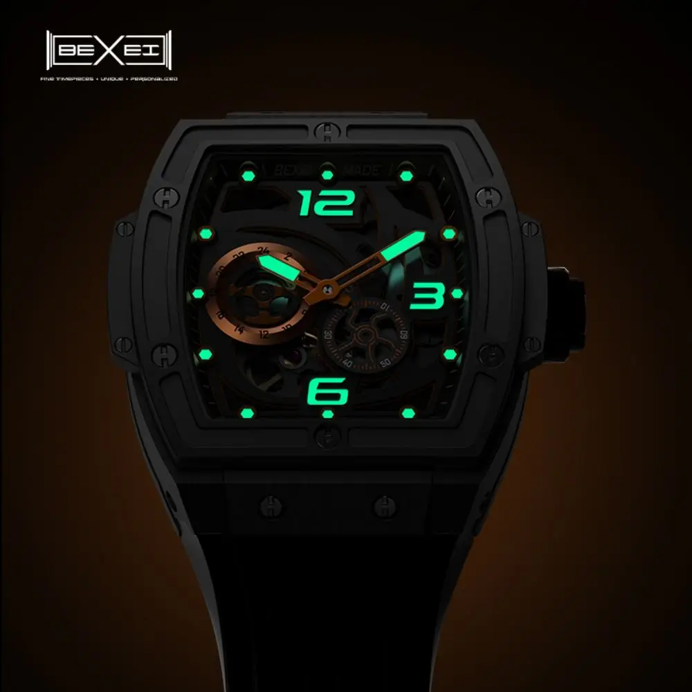 BEXEI 9139 Barrel shaped Automatic mechanical Citizen movement men watches  42 Hours Power Synthetic sapphire Waterproof watch