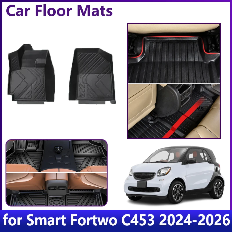 

Автомобильные коврики для Smart Fortwo C453 2014-2019 2016 2018 2-местный LHD водонепроницаемый универсальный кожаный коврик из ТПЭ для ног ковер с левым рулем