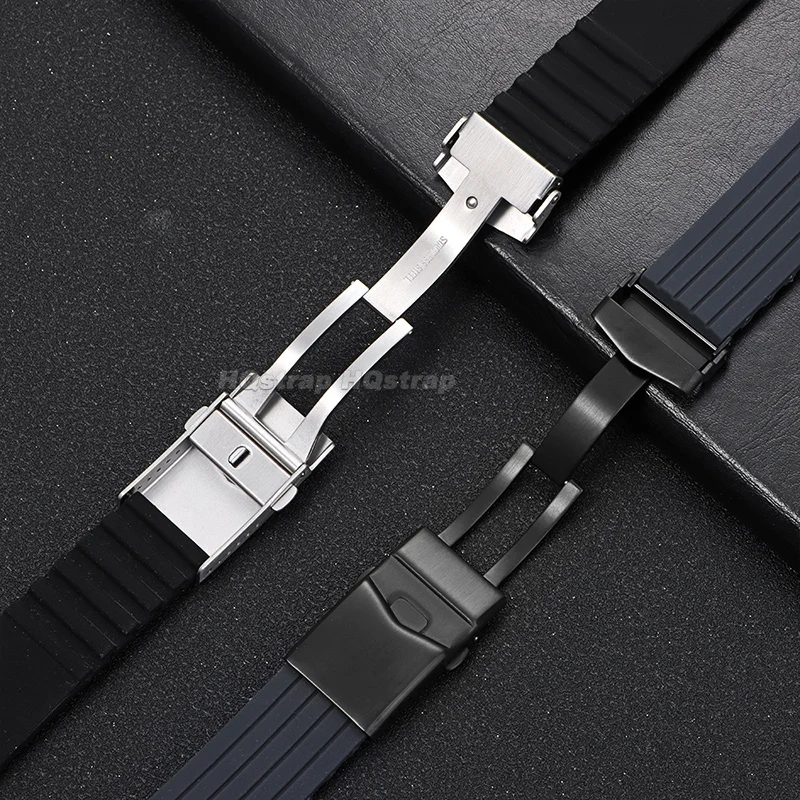 316L Stainless Steel Watch Strap Buckle 18mm 20mm 22mm Metal Solid Folding Clasp Adjustable Deployment Button Watch Accessories