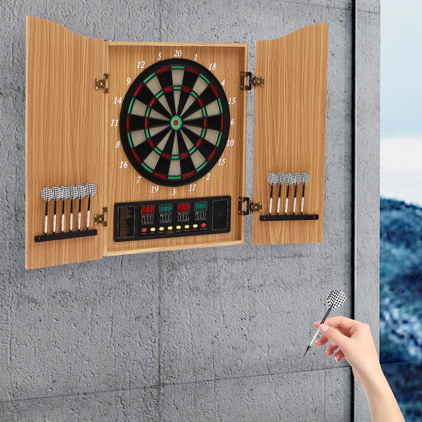 Wall-mounted Electronic Dart Machine 4 LEDs High Brightness Display Customized Abs Dart Target Flying Games