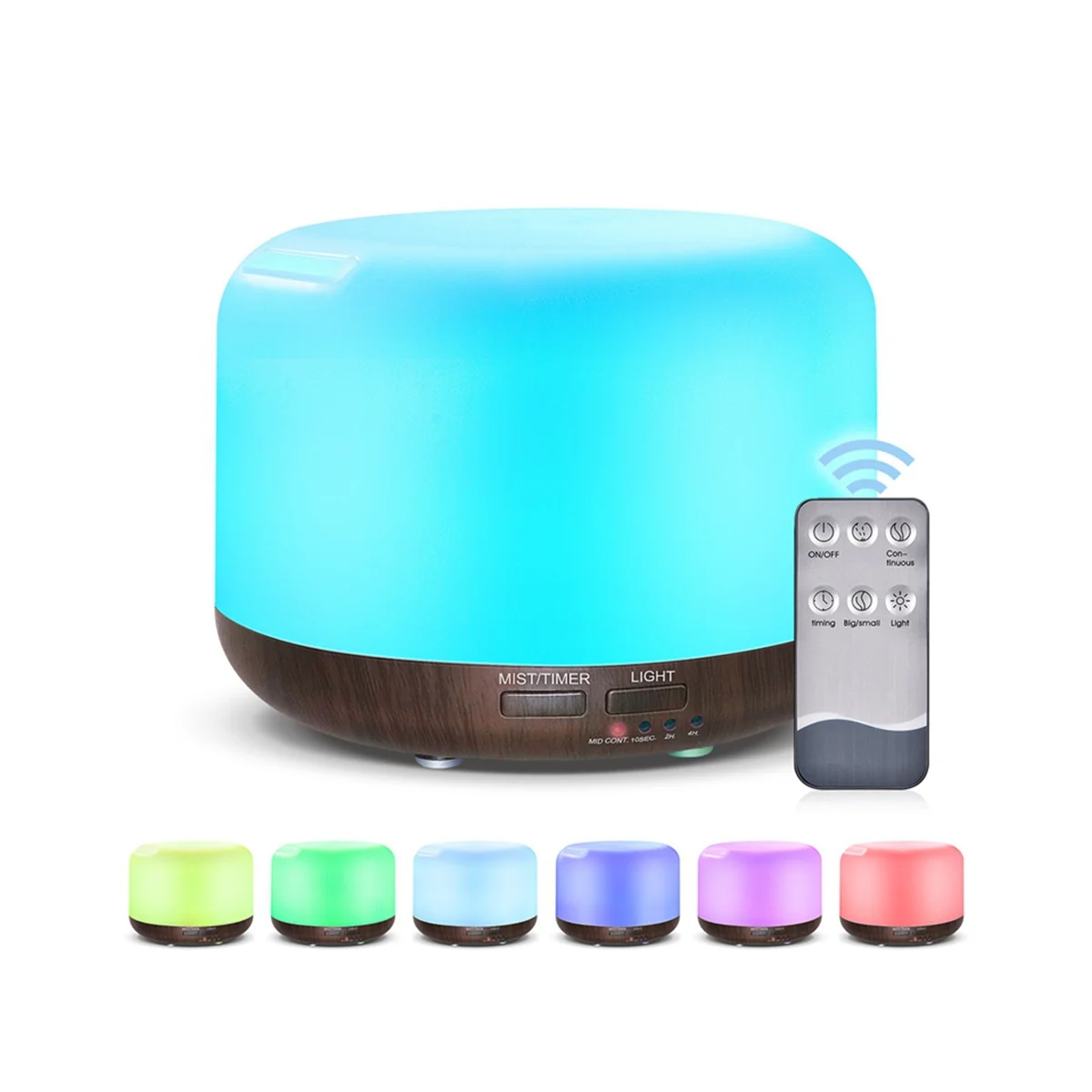 500ML Ultrasonic Air Humidifier Light Essential Oil Diffuser Home Purifier Anion Mist Maker with LED Lamp US Plug Brown