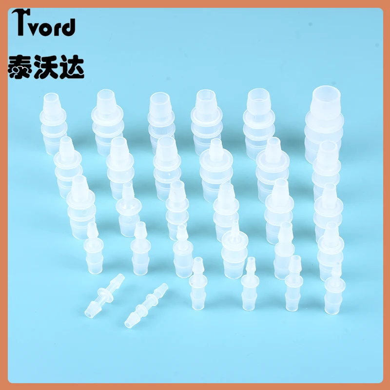 1.6-25mm Plastic Silicone Tube Straight Pipe Fitting Small size Pagoda Barb Coupling Reducing Straight Fish Tank PP Insert Hose