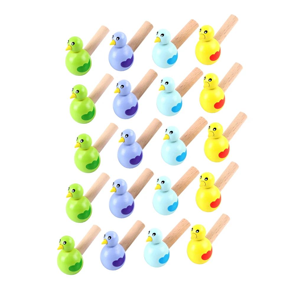 20Pcs Cartoon Bird Shaped Wooden Whistles Creative Musical Instrument Learning Party Supplies Bird Whistle