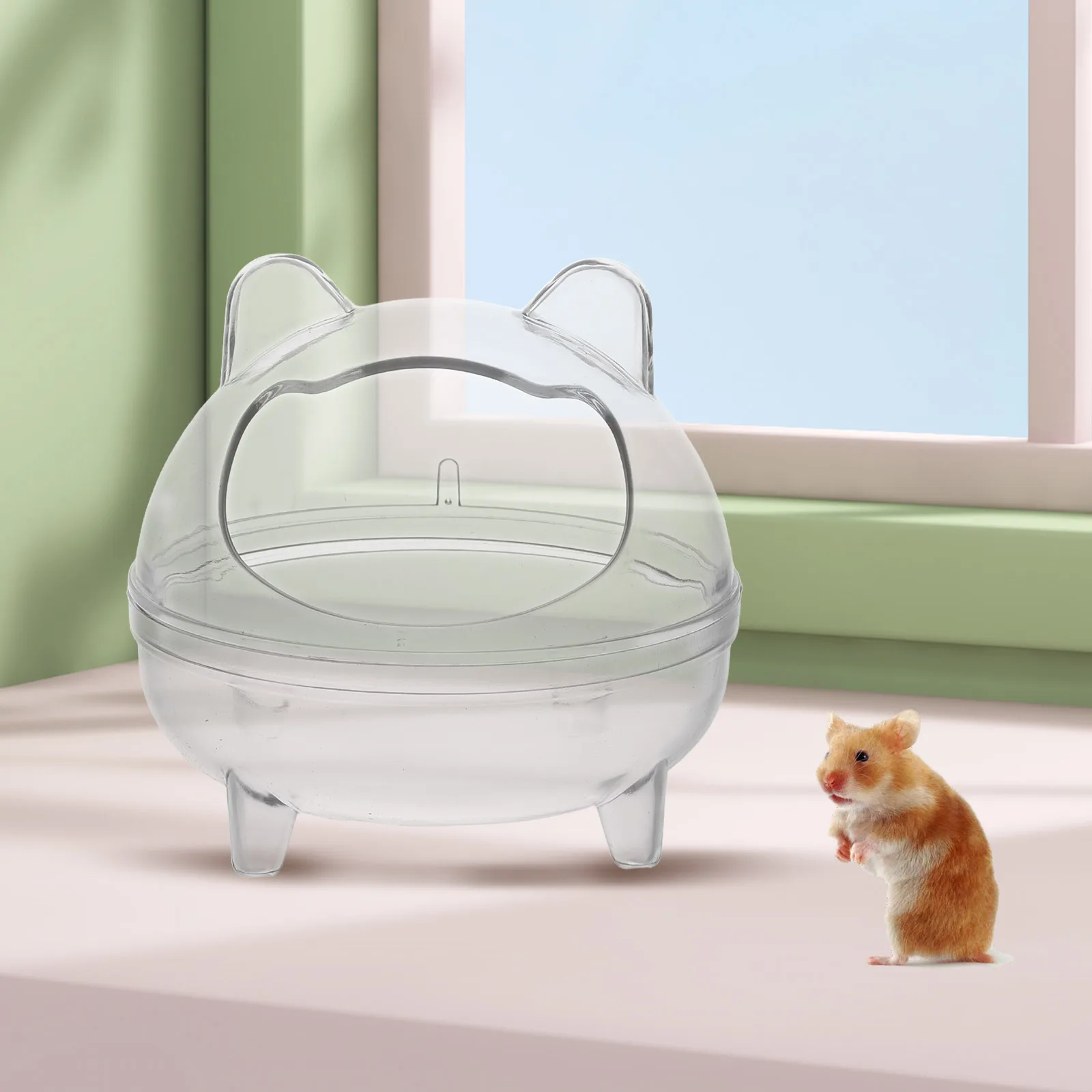 

Bear Shape Hamster Bath Tub and Toilet 2-in-1 Bathroom Combo Spacious Bathtime Pool for Hamster Cage Accessories Sand Bath Box