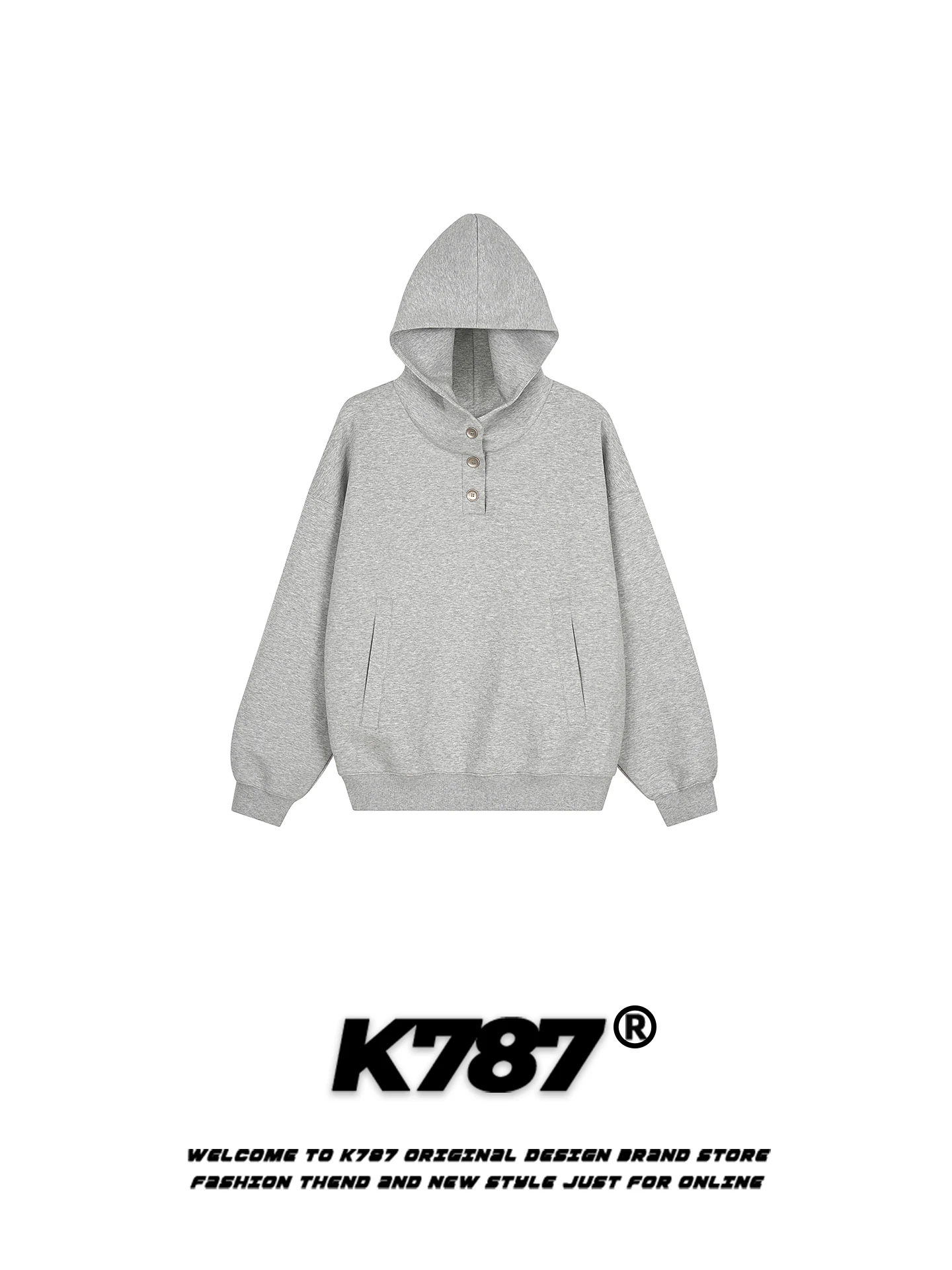 

K787 American Retro Cleanfit Hoodie ex Loose Casual Versatile Couple's Sweatirt Outerwear Cotton Polyester Blend