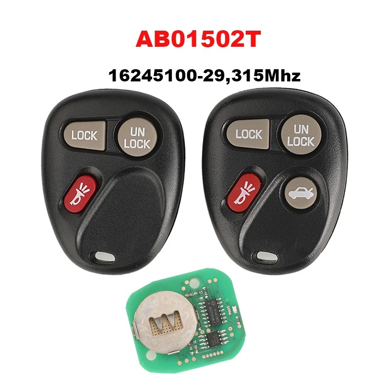 Jingyuqin 315MHz Control remoto de coche ABO1502T para Chevrolet Malibu GMC Sierra Sonoma Cadillac Pontiac Sunfire Firebird