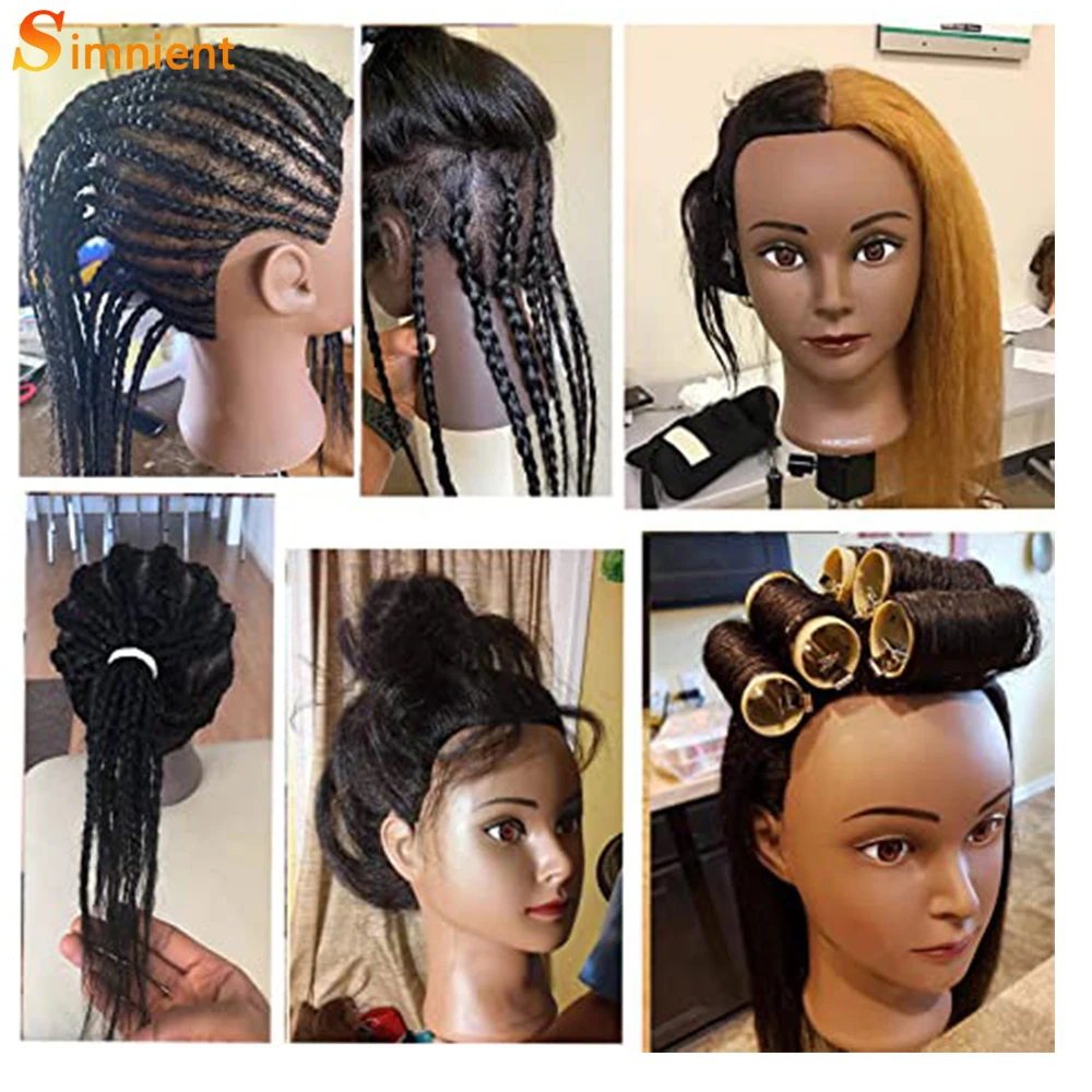 Afro Mannequin Head With Tripod For Braiding Hair Dolls 100%Real Hair Training Hairdresser Model Natural Hairdressing Kit Wigs