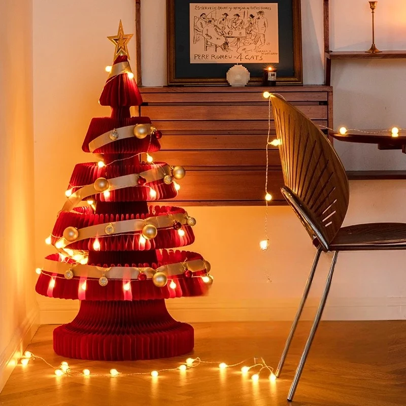 

‌ Рождественские елочные украшения - сложенные бумажные украшения для дома, креативный настольный декор для гостиной, праздничная витрина