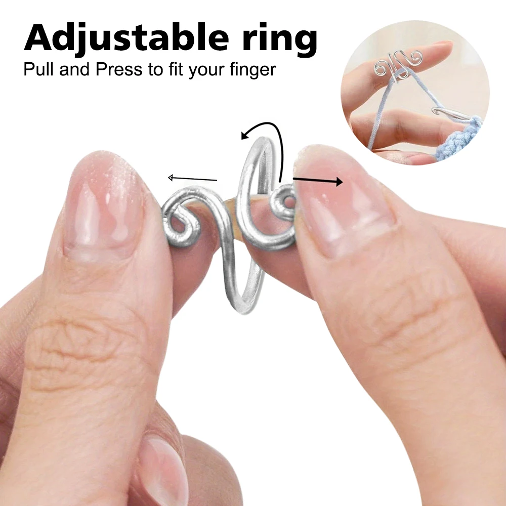 3pcs Adjustable Knitting Crochet Loop Ring Knittied Yarn Guide Finger Faster Holder Thimble Crocheters Thread Ring Sewing Tools