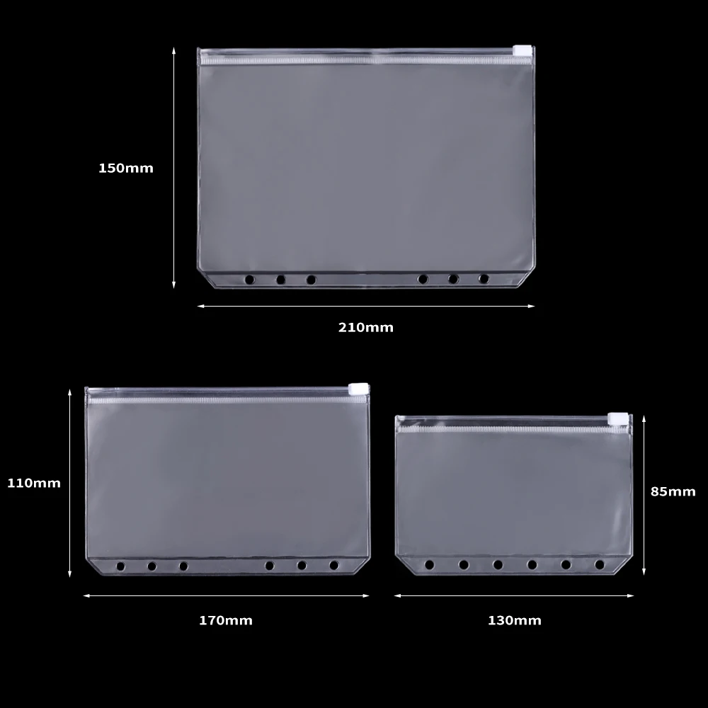 A5 A6 A7 6-Hole связующие карманы водонепроницаемые ПВХ наличные бюджетные конверты карманы для блокнота планировщика путешествий Binders
