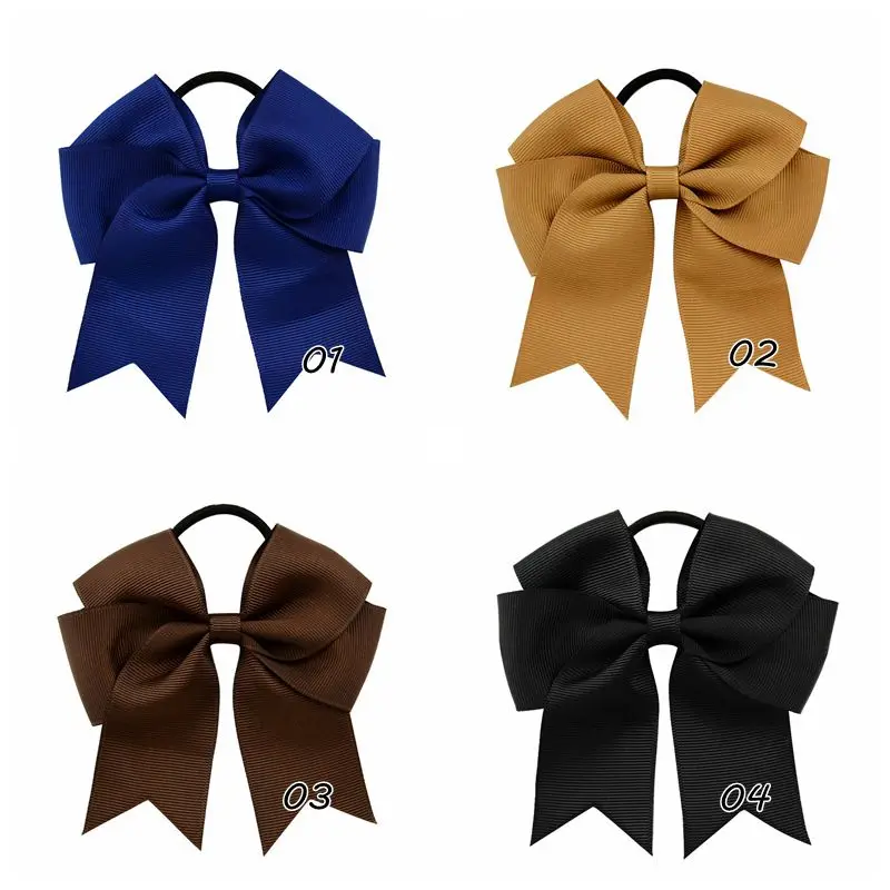 1piece New 4.5 inch Solid Grosgrain Ribbon Bow Kids Hair Elastics Band Kids Hair Rubber Bands Headwear 637