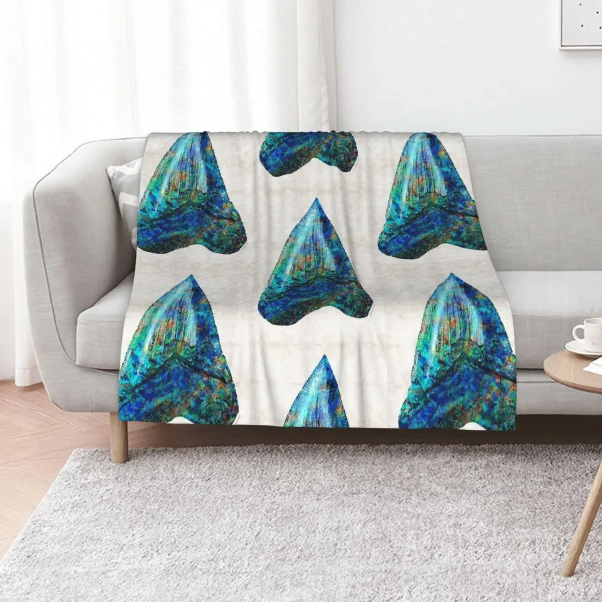 Blue Shark Tooth Art by Sharon Cummings Throw Blanket Reusable Durable Soft Blanket for All Seasons