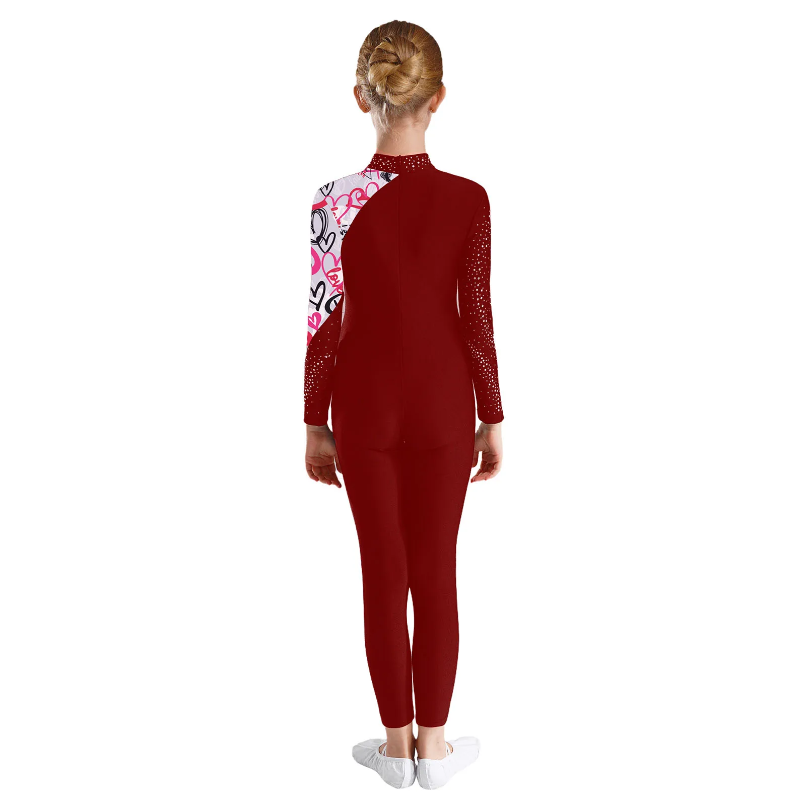 Crianças meninas brilhantes strass unitard macacão ginástica rítmica figura patinação no gelo bodysuit ballet dança collant trajes