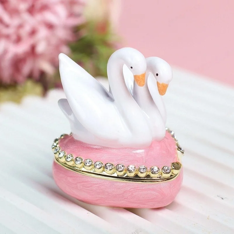 

Creative Home Decoration Metal Enamel Jewelry Ornaments Handicrafts Light Luxury White Swan Home Desktop Small Ornaments