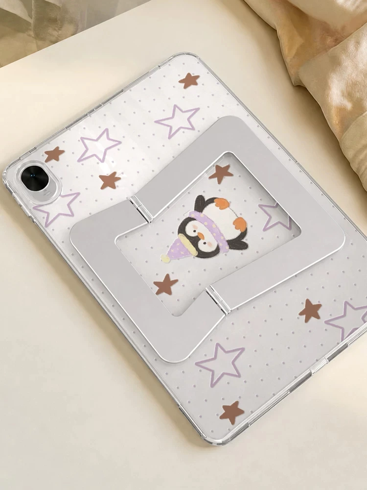 Cartoon Cute Penguin Y2K Tablet Cover For iPad Pro 13 11th M5 M4 12.9 A16 8 7 9th 10th Air 11 M2 M3 Mini Airbag Pivot Point Case