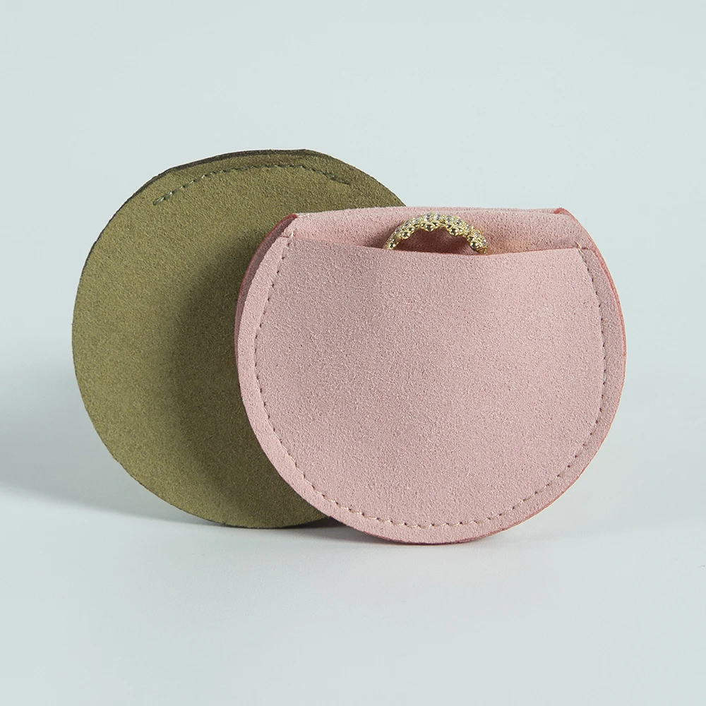 10 Stück niedliche 7 x 7 cm runde Schmuckbeutel aus Mikrofaser-Samt, Aufbewahrung, Geschenkbeutel, Ring, Ohrstecker, Armband, Anhänger, Halskette, Organizer – Detail 9