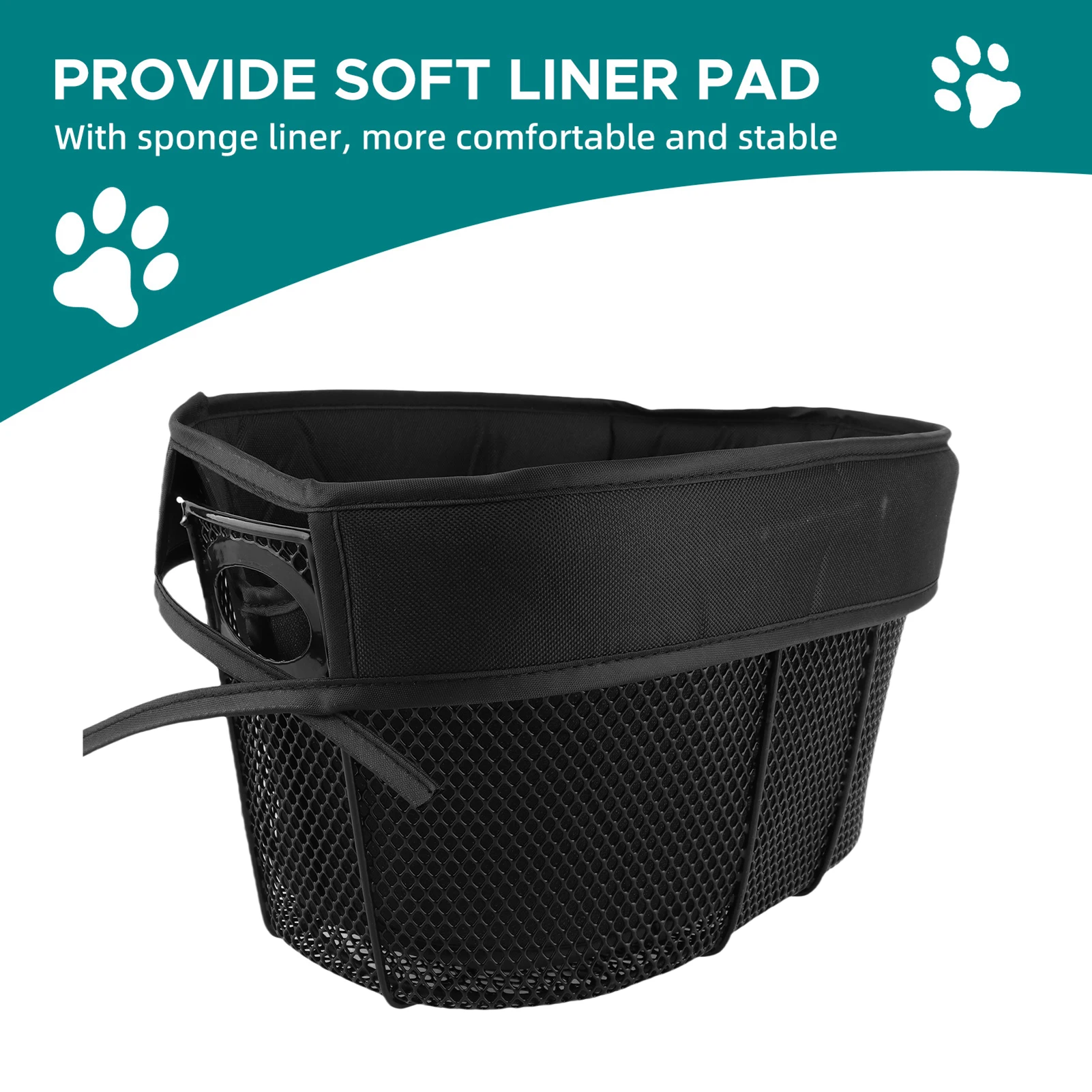 

Велосипедная корзина для собак Велосипедная корзина для покупок Портативная переноска для кошек и собак для передней перекладины с губчатым вкладышем Ремень безопасности Черный