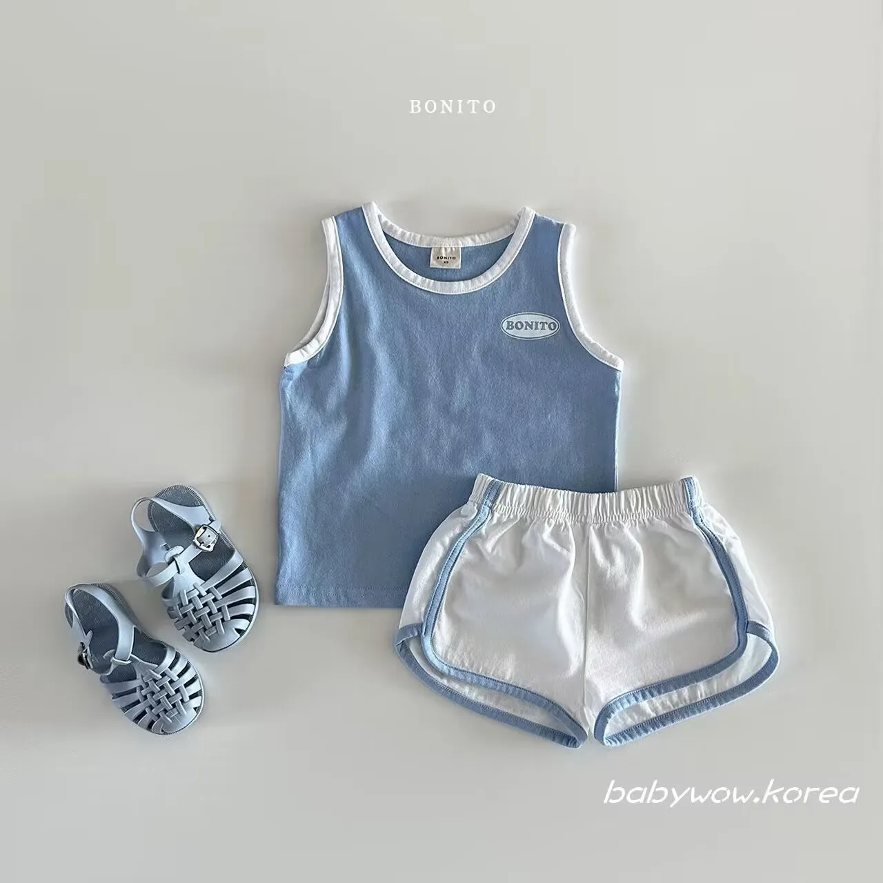 2024 new summer Korean version baby pure cotton sports casual vest shorts two-piece set  T Z 2 4 0 4 0