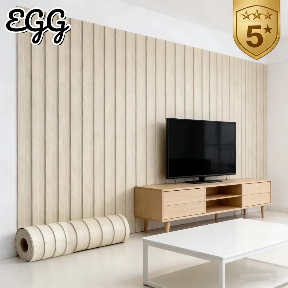TV Background Decorative Wallboard Grille Self-adhesive Foam Wallpaper Wood Grain Wall Sticker for Living Room Closet Cabinets