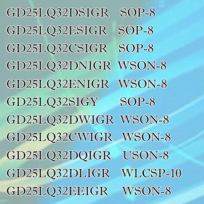 

GD25LQ32ESIGR LQ32EEIGR DSIGR DNIGR ENIGR CSIGR CWIGR DQIGR Transparent shell