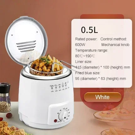 Smokeless Multifunctional 0.5L Mini Electric Oil Fryer Oven French Fries Chicken Frying Pot Grill Fried Fish Hotpot Machine EU