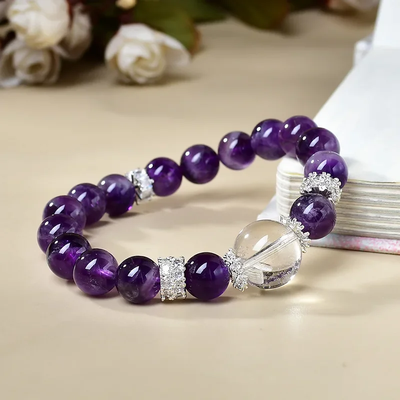 

Natural Amethyst White Crystal Bracelet Women's Fashion Light Luxury Bracelet, Jewelry, Original Design