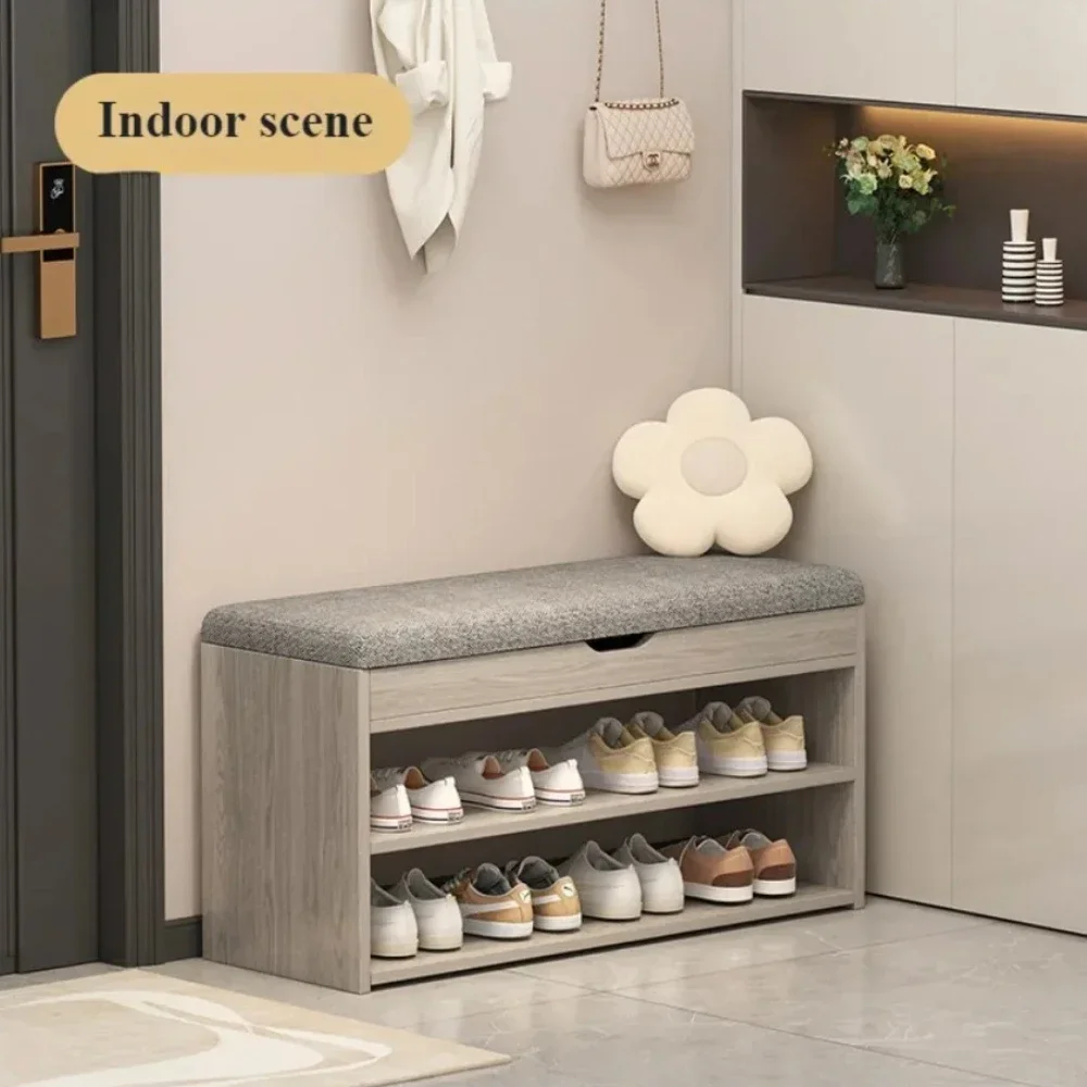 

Entrance Shoe Changing Stool Convenient Wooden Shoe Cabinet Integrated Shoe Changing Stool High-end Feeling Shoe Changing Stool