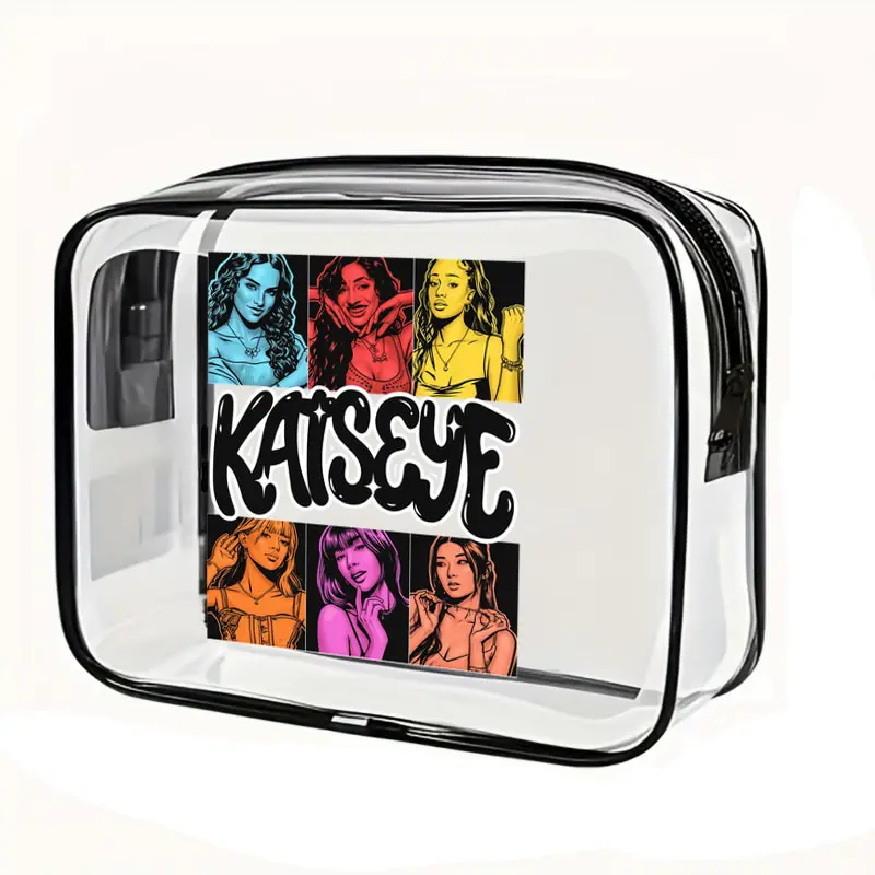 Large Capacity Pvc Makeup Bag KATSEYE World Tour with Zipper Closure High Quality Travel Toiletry Organizer Women Kpop Fan Gifts