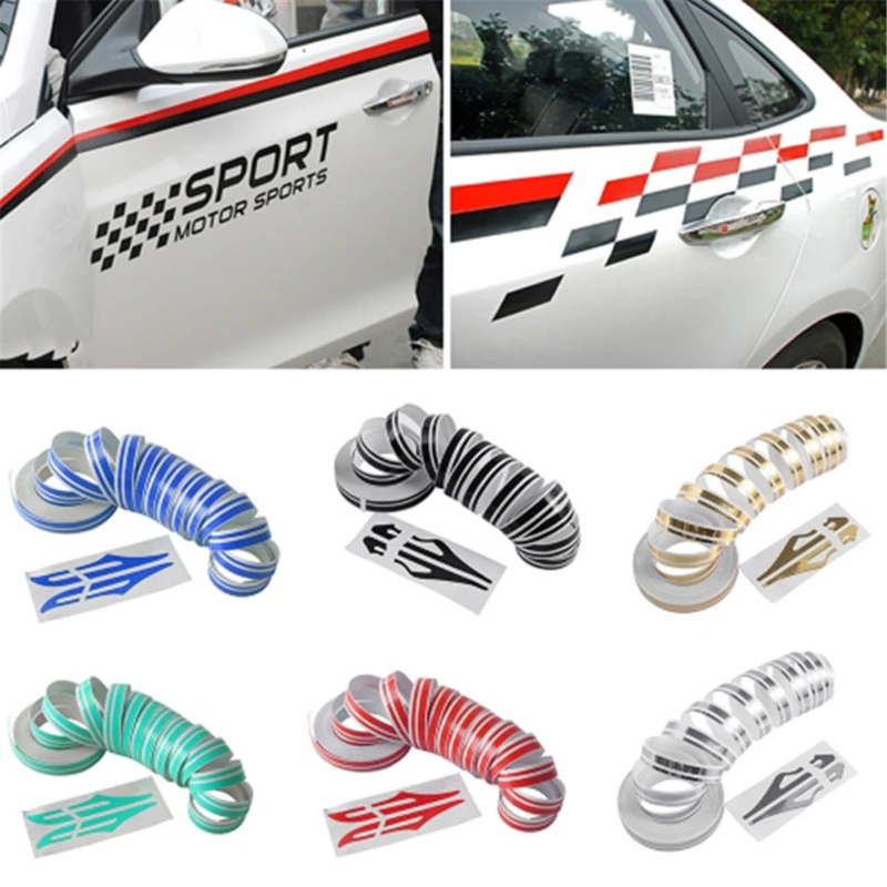 Car Waistline Stripe Ribbon Sticker Car Decoration Bumper Body Sticker Motorcycle Car Decoration Sticker 9.8M Car Waist Line