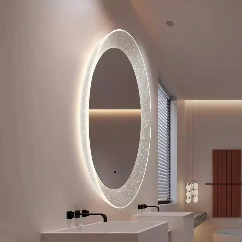 Intelligent luminous mirror bathroom wall mirror round cosmetic mirror with lamp wall-mounted led decoration