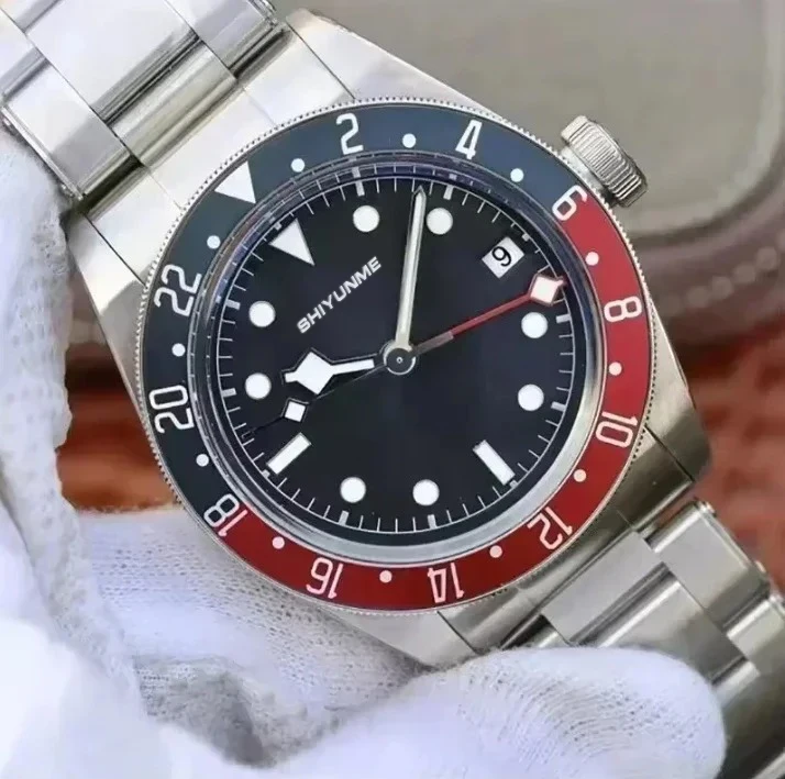 TR 42mm Relógio Masculino Mecânico Automático Vidro Safira Aço Inoxidável Preto Azul Moldura Cerâmica Premium