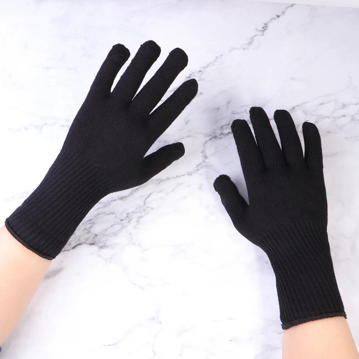 

4pcs Heat Resistant Gloves For Perm Hair Curler Anti-Scalding Protection Long Sleeve Wrist Cover Styling Tools Black