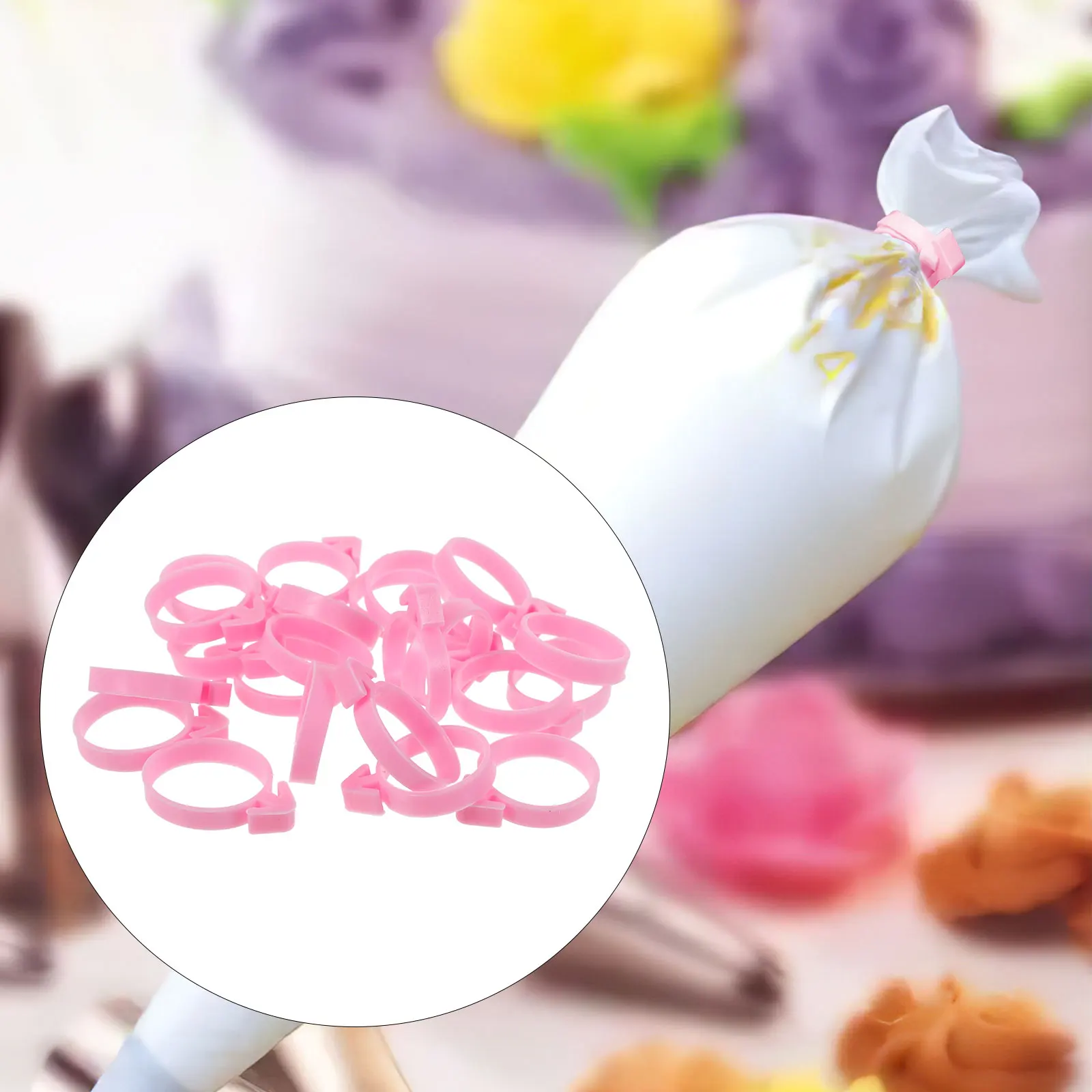 

100Pcs Reusable Piping Bag Clips Plastic Icing Bag Ties for Baking Pastry Cake Decorating Sealing Rings Clips for Bags
