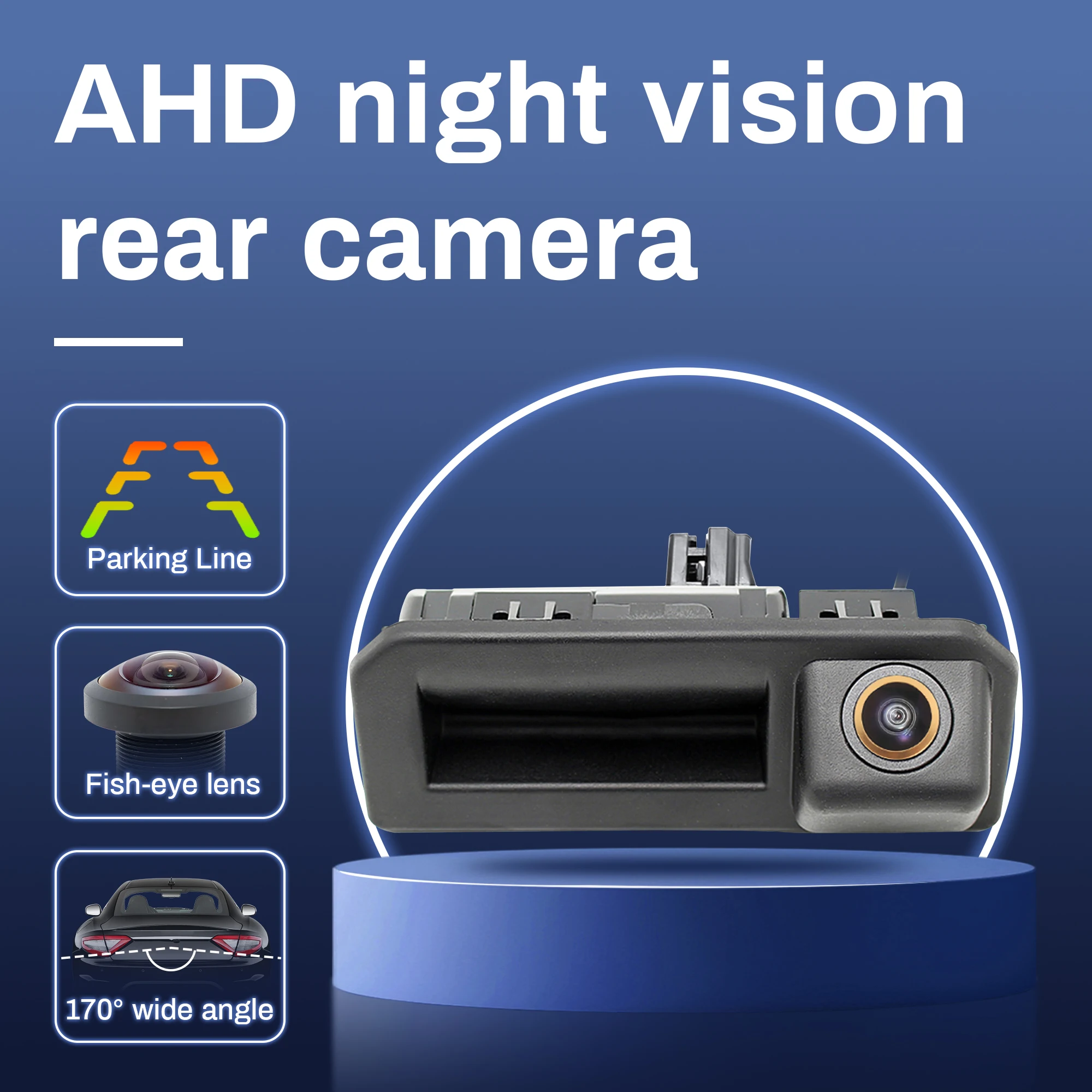 

CCD AHD 1080P 170 ° Камера задней ручки багажника CVBSCar для Audi Q2 Q3 Q5 A5 VW Bora Skoda Kodiaq Kroq Cayenne 2017-2019