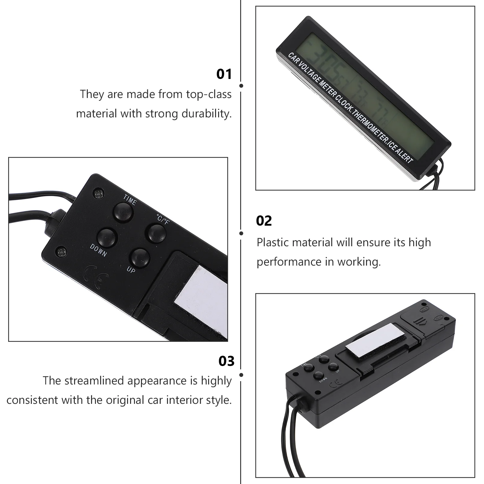 

1 pc Led Car Thermometer High Precision Digital Dash Clock Voltmeter Energy Saving Automotive Clock Car Accessory