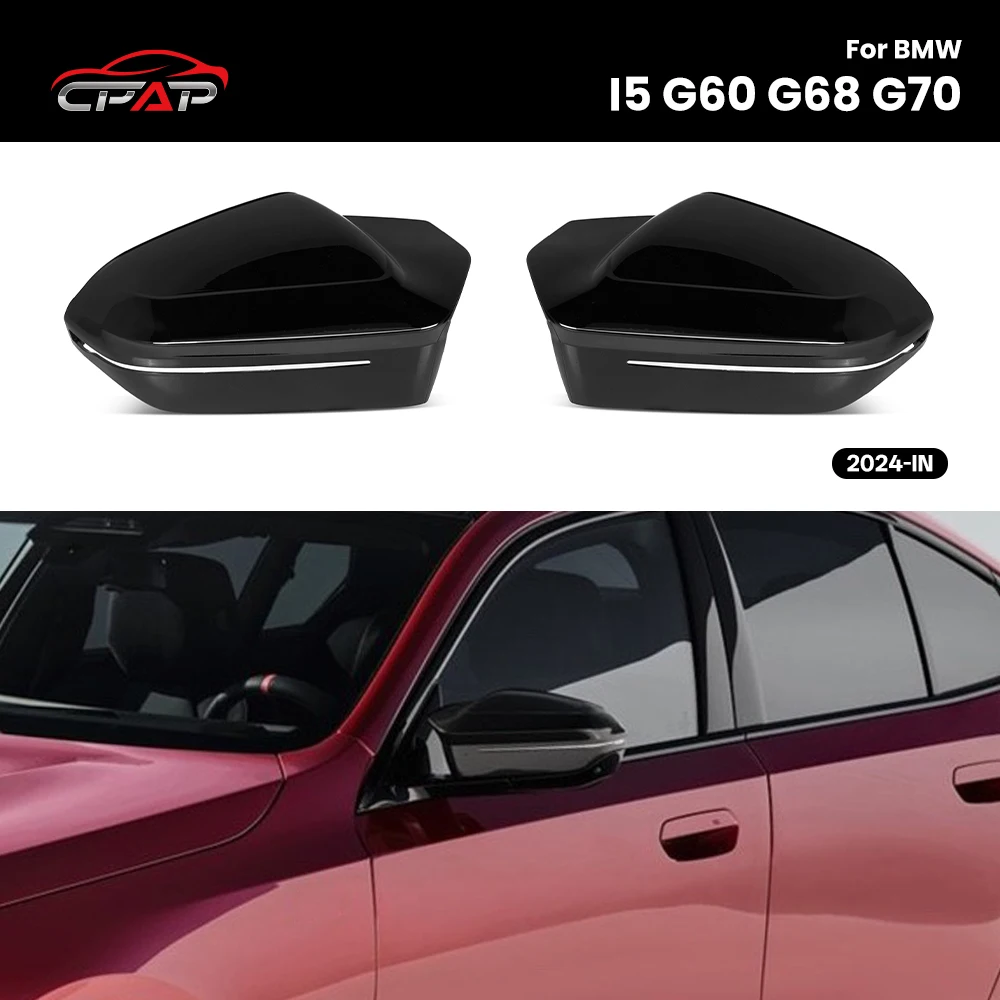 

Rearview Cover Mirror Caps for BMW G60 G68 G70 I5 M5 Style 2024-IN Glossy Black Car Exterior Side Replacement Mirror Cap