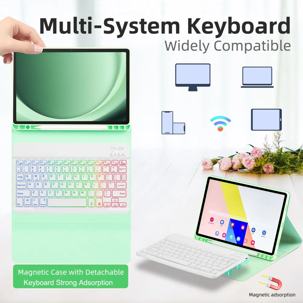 Wireless Tablet Cover RGB Keyboard Portable Keyboard Case Compatible For  Tab A9+ 11-inch (2023) SM-X210/X216/X218