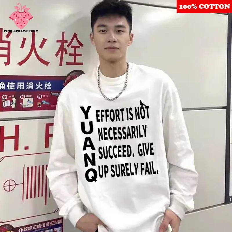 

American slogan Letter Print T-shirt Men Autumn 2025 New 100% Cotton Round neck White Long sleeves T-shirt Y2k Top mens clothing