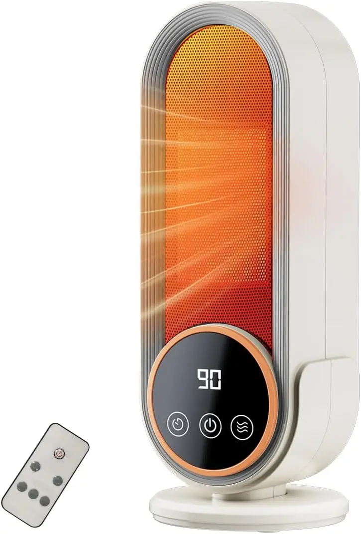 

Portable Space Heater 1200W PTC Ceramic with Remote & Timer, White